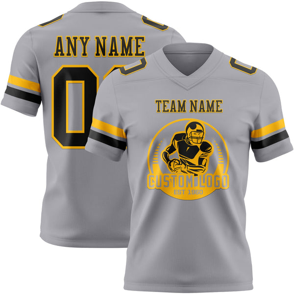 Custom Gray Black-Gold Authentic Football Jersey alternate