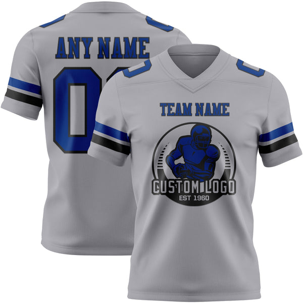Custom Gray Royal-Black Authentic Football Jersey alternate