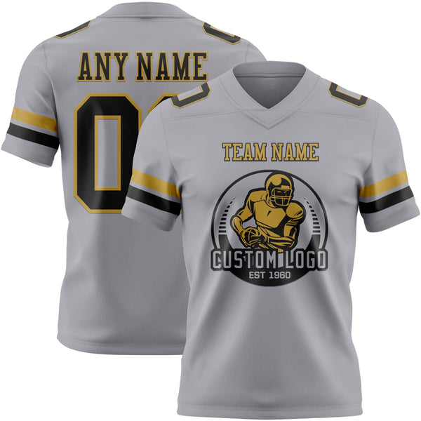 Custom Gray Black-Old Gold Authentic Football Jersey alternate
