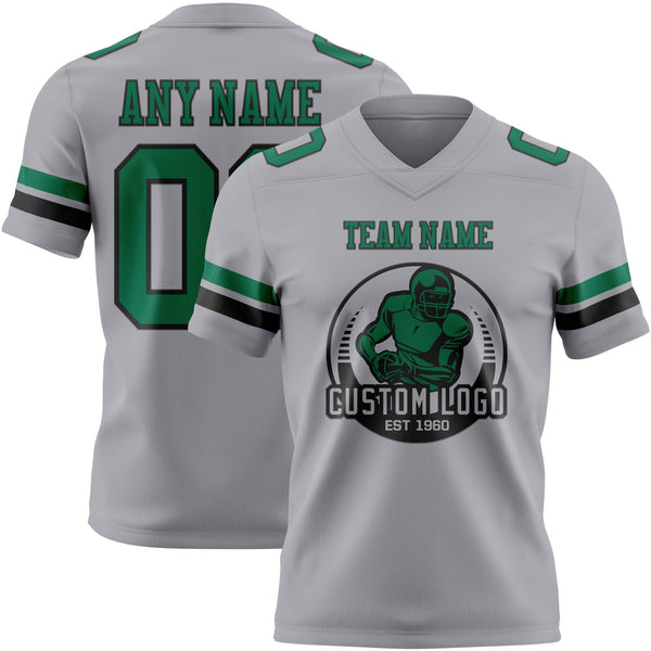 Custom Gray Kelly Green-Black Authentic Football Jersey alternate