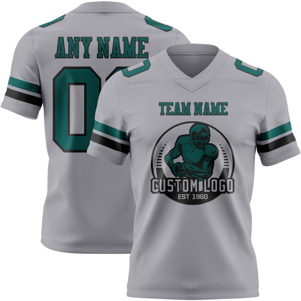 Custom Gray Midnight Green-Black Authentic Football Jersey alternate