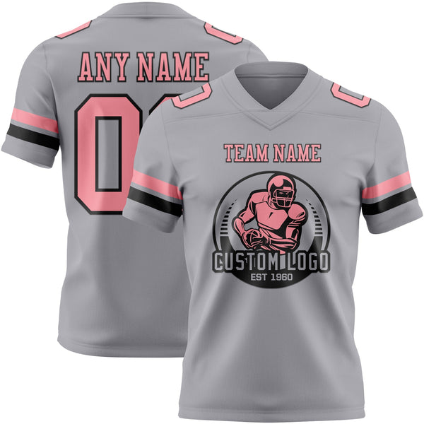 Custom Gray Medium Pink-Black Authentic Football Jersey alternate