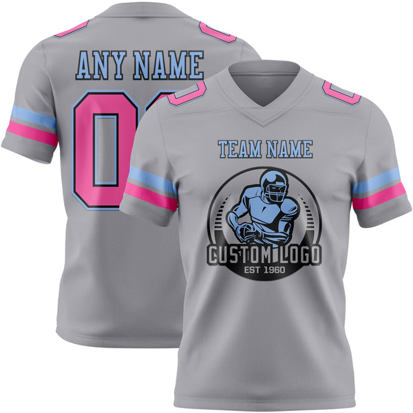 Custom Gray Pink Black-Light Blue Authentic Football Jersey alternate