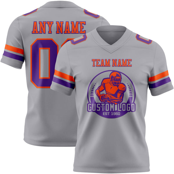 Custom Gray Purple-Orange Authentic Football Jersey alternate