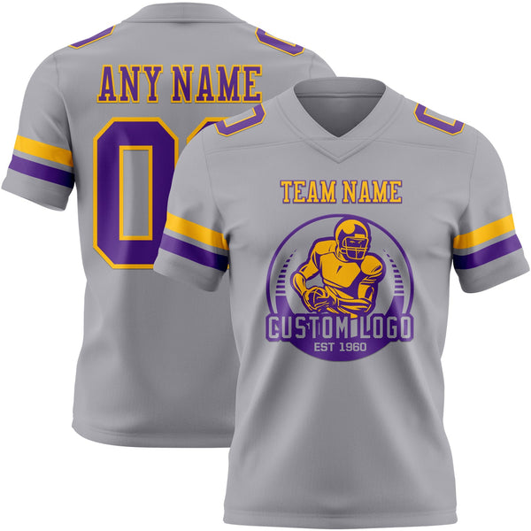 Custom Gray Purple-Gold Authentic Football Jersey alternate