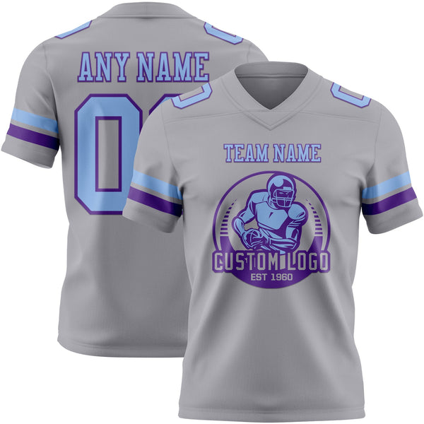 Custom Gray Light Blue-Purple Authentic Football Jersey alternate