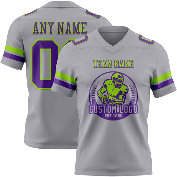 Custom Gray Purple-Neon Green Authentic Football Jersey alternate