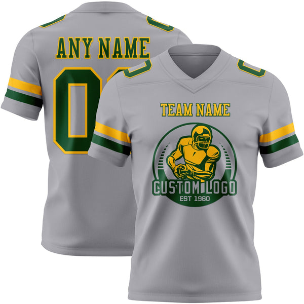 Custom Gray Green-Gold Authentic Football Jersey alternate