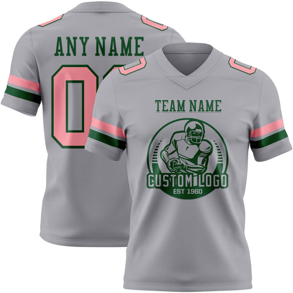 Custom Gray Medium Pink-Green Authentic Football Jersey alternate