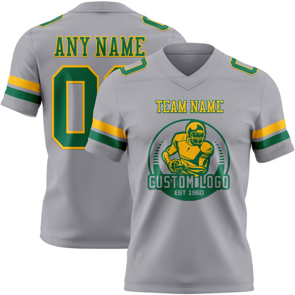 Custom Gray Kelly Green-Gold Authentic Football Jersey alternate