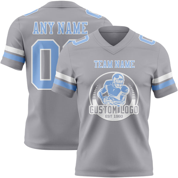 Custom Gray Light Blue-White Authentic Football Jersey alternate