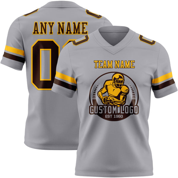 Custom Gray Brown-Gold Authentic Football Jersey alternate