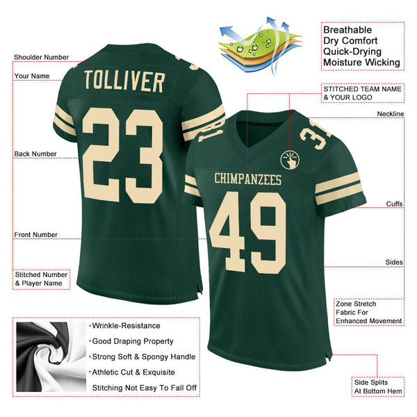 Custom Green Cream Mesh Authentic Football Jersey alternate