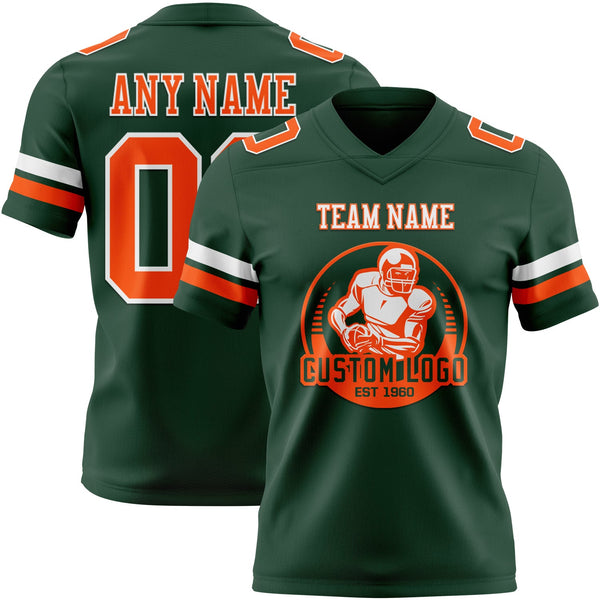 Custom Green Orange-White Authentic Football Jersey alternate