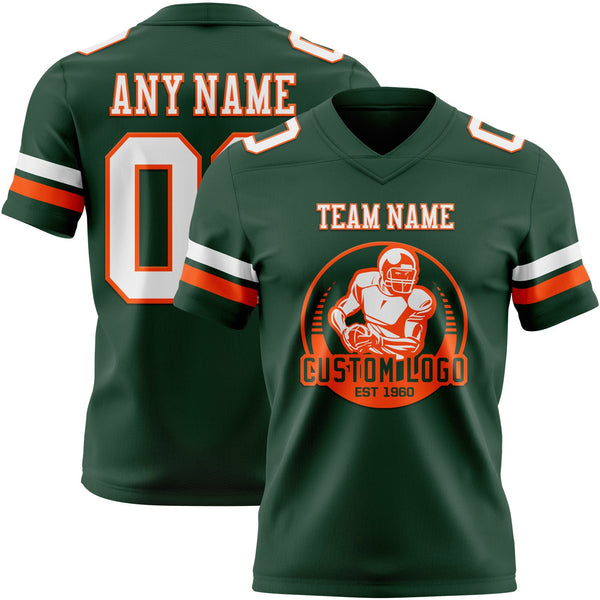 Custom Green White-Orange Authentic Football Jersey alternate