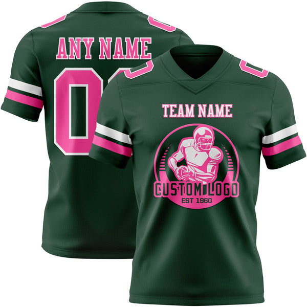 Custom Green Pink-White Authentic Football Jersey alternate