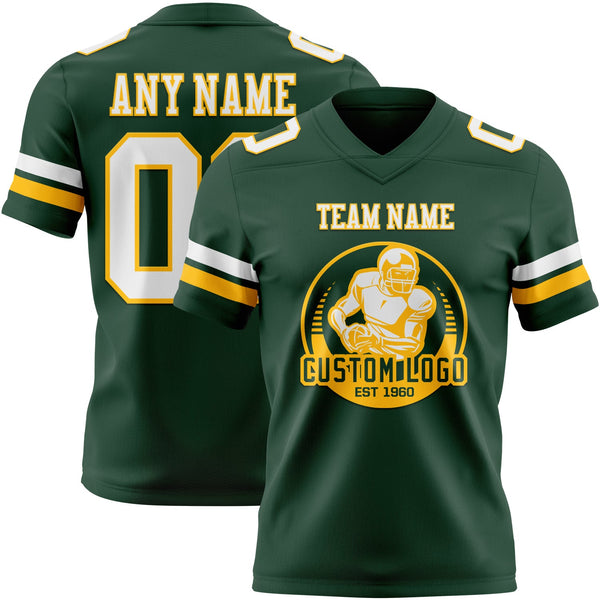 Custom Green White-Gold Authentic Football Jersey alternate
