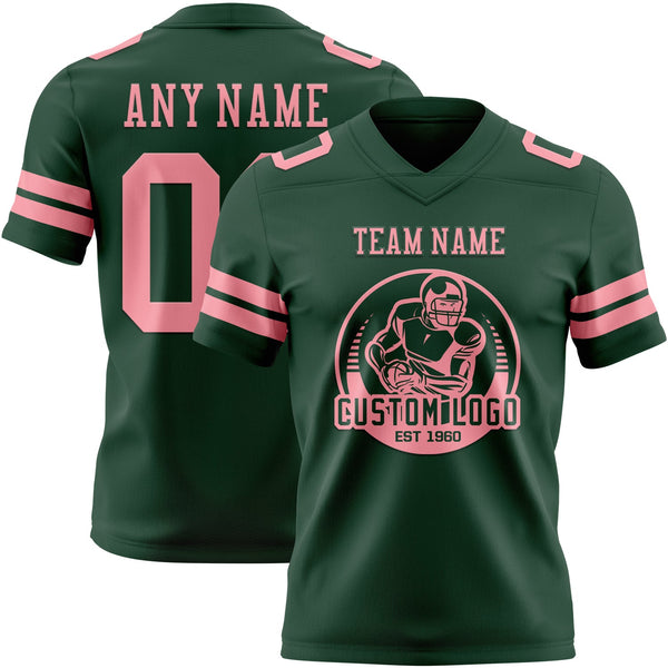 Custom Green Medium Pink Authentic Football Jersey alternate
