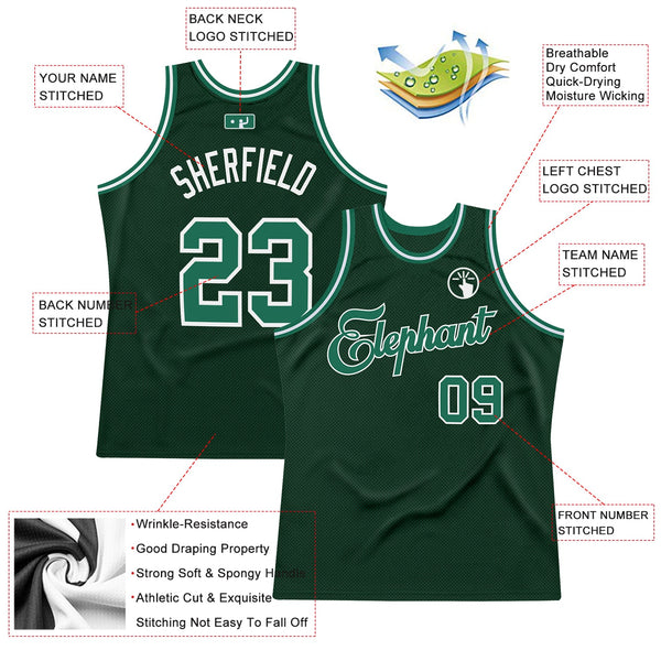 Custom Hunter Green Kelly Green-White Authentic Throwback Basketball Jersey alternate