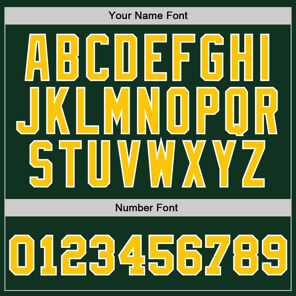 Custom Hunter Green Gold-White Authentic Throwback Basketball Jersey - Front