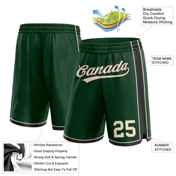 Custom Hunter Green Cream-Black Authentic Basketball Shorts alternate