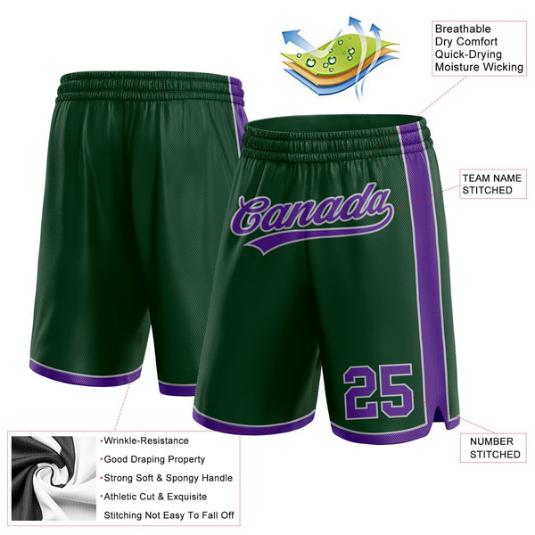 Custom Hunter Green Purple-Gray Authentic Basketball Shorts alternate