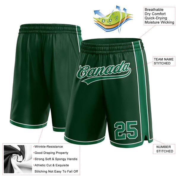 Custom Hunter Green Kelly Green-White Authentic Basketball Shorts alternate