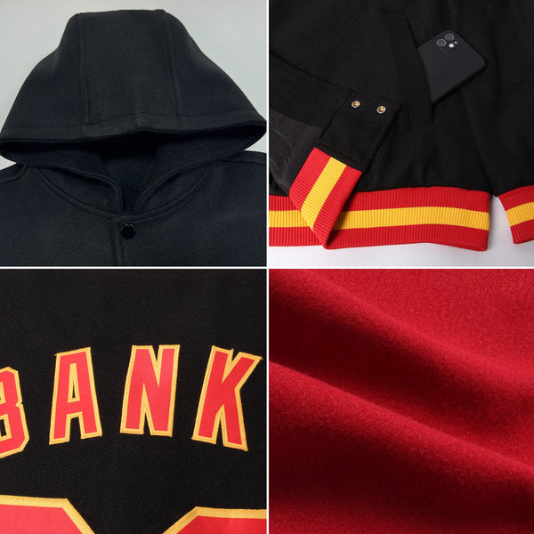 Custom Crimson Royal-White Bomber Full-Snap Varsity Letterman Two Tone Hoodie Jacket alternate
