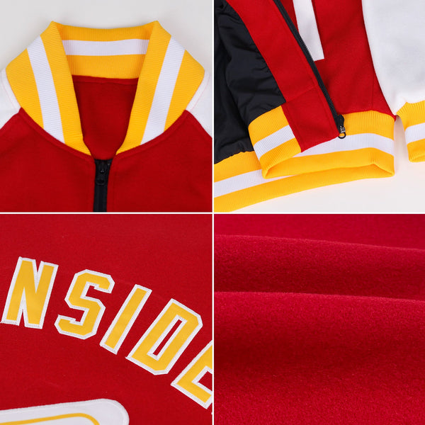Custom Red Black Bomber Varsity Letterman Zipper Jacket alternate