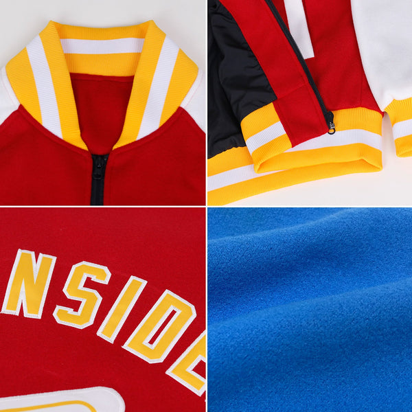 Custom Powder Blue White-Royal Bomber Varsity Letterman Zipper Jacket alternate