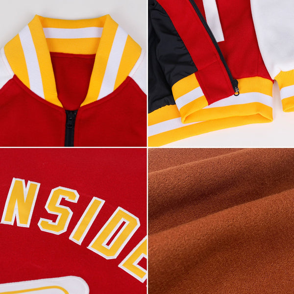 Custom Texas Orange White-Gray Bomber Varsity Letterman Two Tone Zipper Jacket alternate