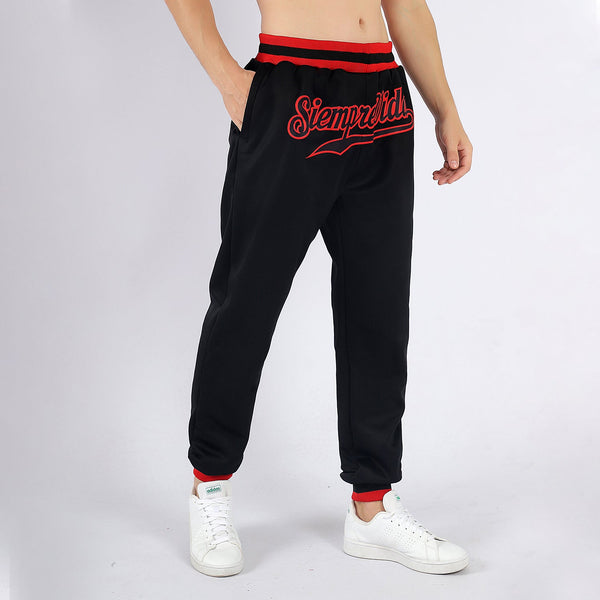 Custom Black Black-Red Sports Pants alternate