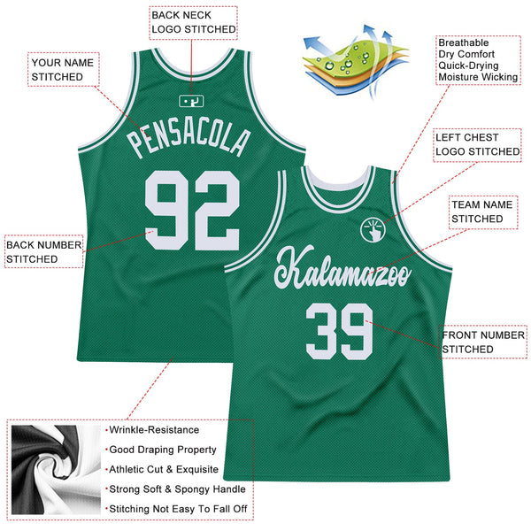 Custom Kelly Green White Authentic Throwback Basketball Jersey alternate