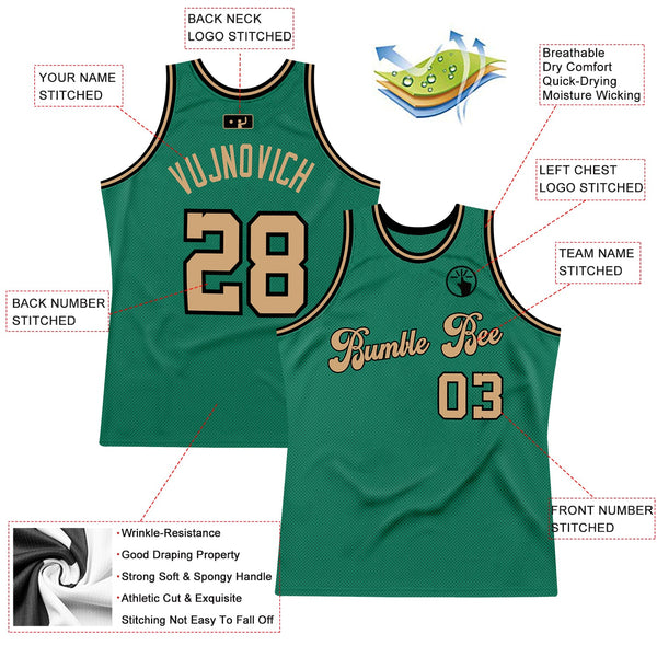 Custom Kelly Green Old Gold-Black Authentic Throwback Basketball Jersey alternate