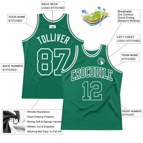 Custom Kelly Green Kelly Green-White Authentic Throwback Basketball Jersey alternate