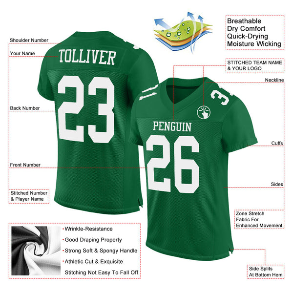 Custom Kelly Green White Mesh Authentic Football Jersey alternate