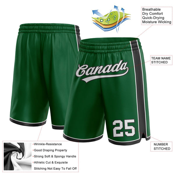 Custom Kelly Green White-Black Authentic Basketball Shorts alternate