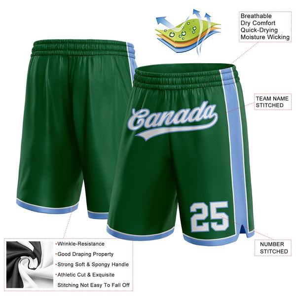 Custom Kelly Green White-Light Blue Authentic Basketball Shorts alternate