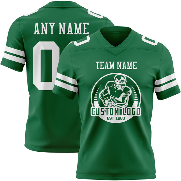 Custom Kelly Green White Authentic Football Jersey alternate