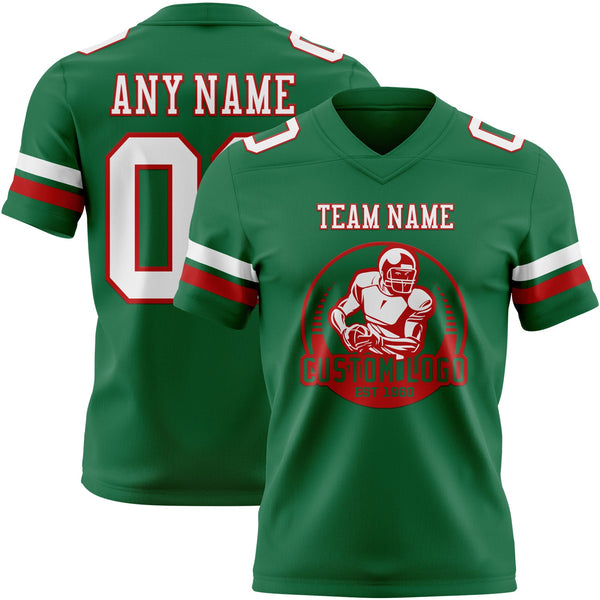 Custom Kelly Green White-Red Authentic Football Jersey alternate