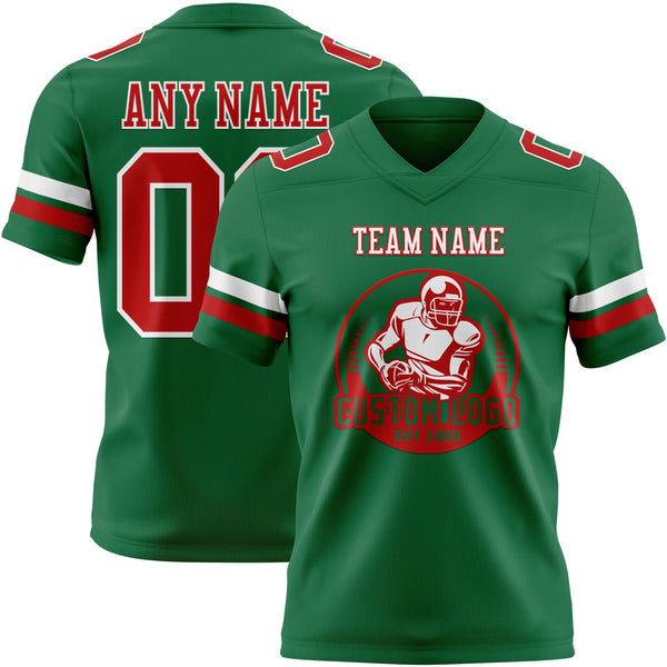 Custom Kelly Green Red-White Authentic Football Jersey alternate