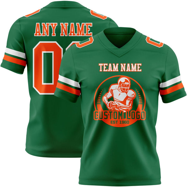 Custom Kelly Green Orange-White Authentic Football Jersey alternate