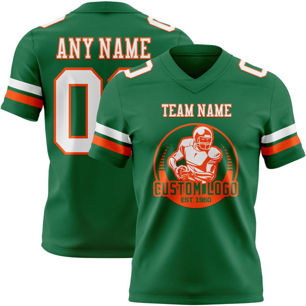 Custom Kelly Green White-Orange Authentic Football Jersey alternate