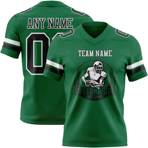 Custom Kelly Green Black-White Authentic Football Jersey alternate
