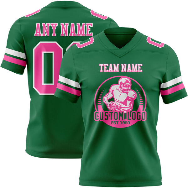 Custom Kelly Green Pink-White Authentic Football Jersey alternate