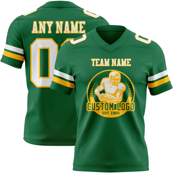 Custom Kelly Green White-Gold Authentic Football Jersey alternate