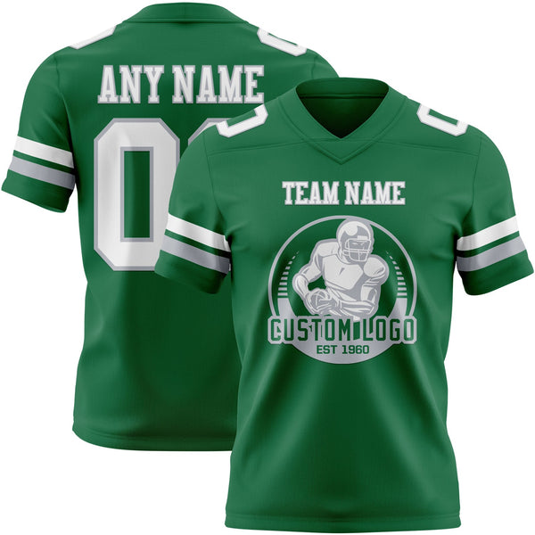 Custom Kelly Green White-Gray Authentic Football Jersey alternate