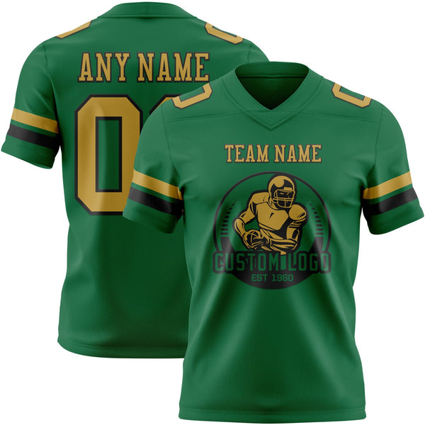 Custom Kelly Green Old Gold-Black Authentic Football Jersey alternate