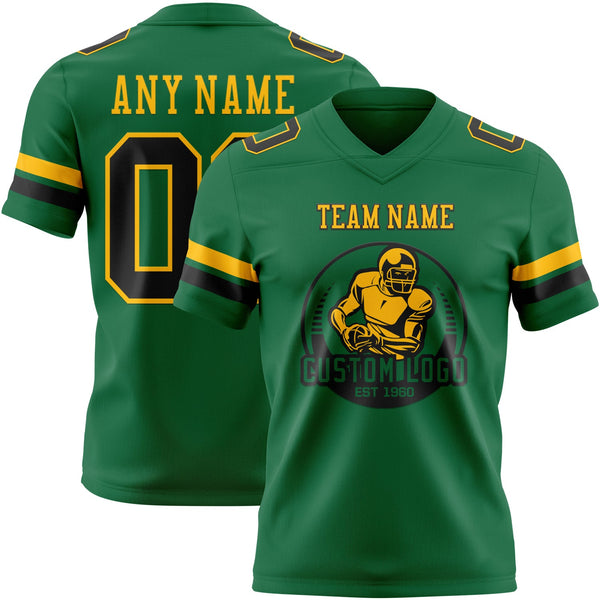 Custom Kelly Green Black-Gold Authentic Football Jersey alternate