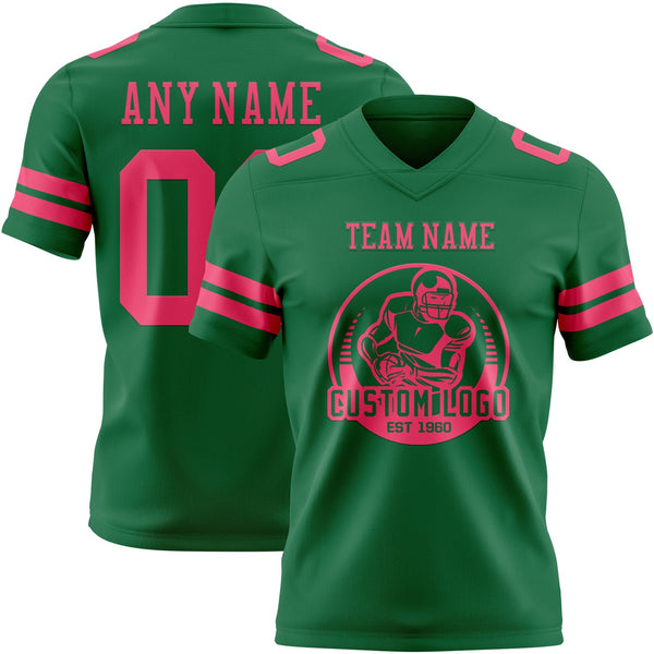 Custom Kelly Green Neon Pink Authentic Football Jersey alternate